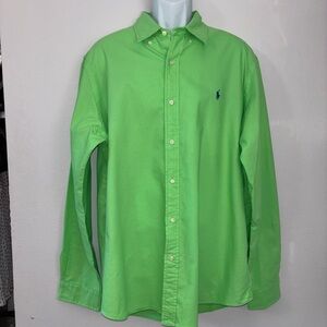 RALPH LAUREN NWOT Bright Green Men’s Broadcloth Button Down Shirt Size XL